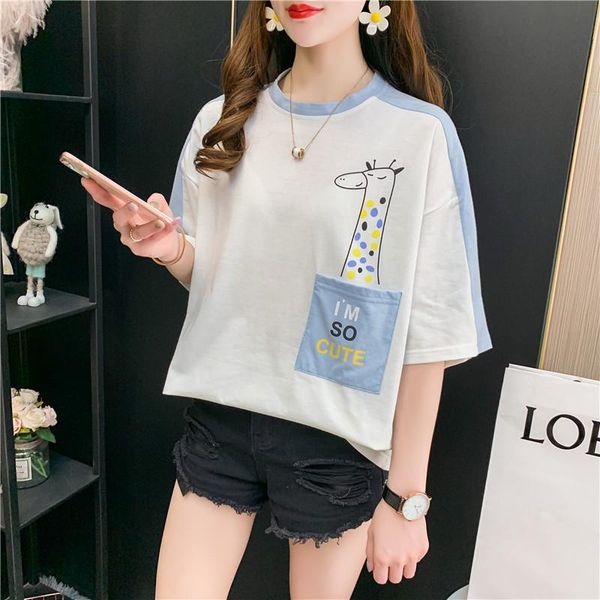 korean style basic cotton t-shirts 2021 summer harajuku patchwork t-shirt female cartoon print short sleeve casual loose t shirt women', White
korean style basic cotton t-shirts 2021 summer harajuku patchwork t-shirt female cartoon print short sleeve casual loose t shirt women', White