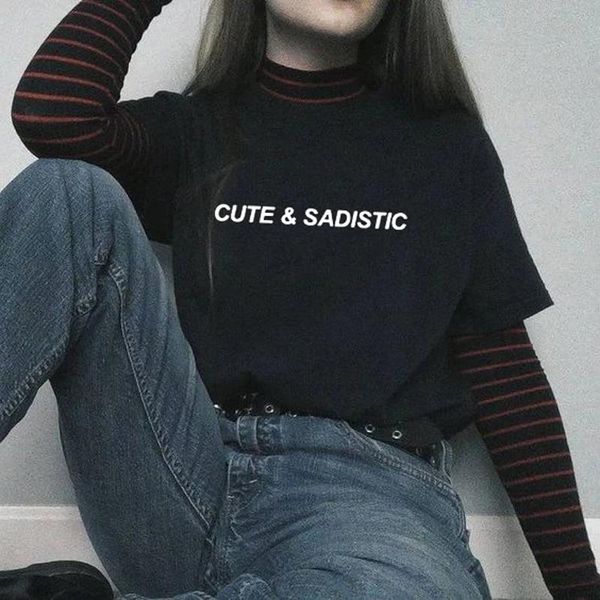 cute & sadistic harajuku gothic female tshirt fashion casual t shirt women clothing tee streetwear hipsters grunge women's t-shirt, White
cute & sadistic harajuku gothic female tshirt fashion casual t shirt women clothing tee streetwear hipsters grunge women's t-shirt, White