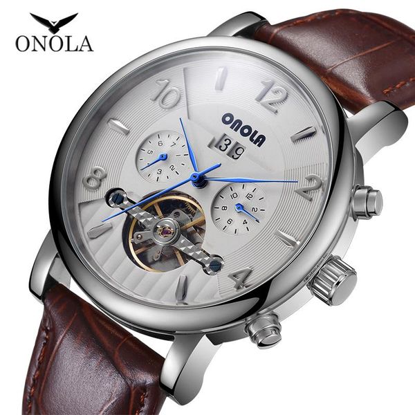 wristwatches onola brand automatic mechanical watch men wristwatch business formal dress leather belt stainless steel man, Slivery;brown
wristwatches onola brand automatic mechanical watch men wristwatch business formal dress leather belt stainless steel man, Slivery;brown
