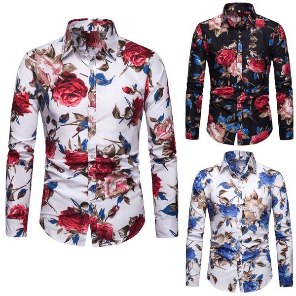 men's casual shirts men shirt rose flower printed short sleeve summer bermuda beach vintage loose streetwear, White;black
men's casual shirts men shirt rose flower printed short sleeve summer bermuda beach vintage loose streetwear, White;black