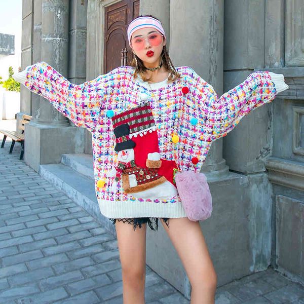 sweaters europe station autumn and winter lazy wind loose thick heavy industry christmas sweater net red western style knit top, White;black
sweaters europe station autumn and winter lazy wind loose thick heavy industry christmas sweater net red western style knit top, White;black