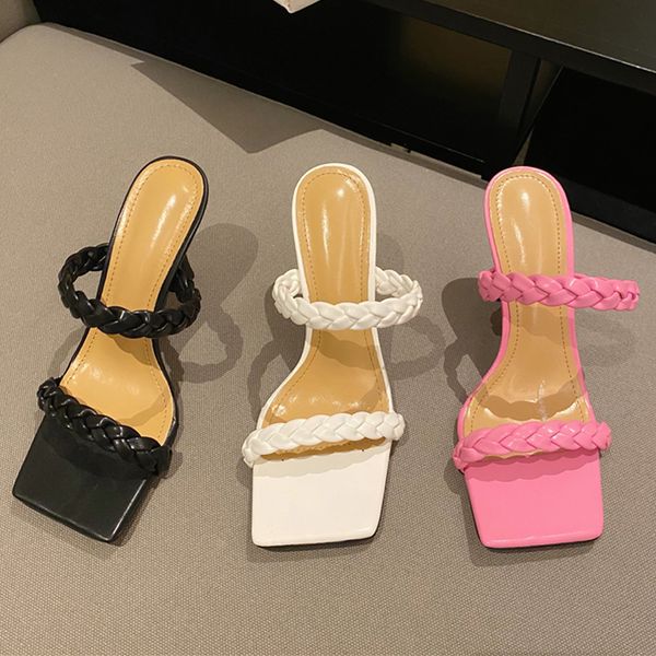 2021 women slippers weave fashion heel slides ladies thin high heels sandals woman slippers shoes new female flip flops shoes, Black
2021 women slippers weave fashion heel slides ladies thin high heels sandals woman slippers shoes new female flip flops shoes, Black