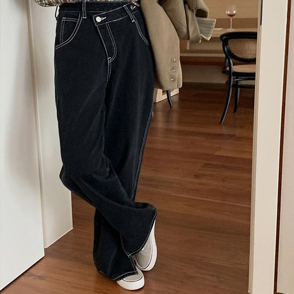 women's jeans black split 2021 autumn winter high-waisted ladies trousers korean design loose wide-leg straight-leg pants, Blue
women's jeans black split 2021 autumn winter high-waisted ladies trousers korean design loose wide-leg straight-leg pants, Blue
