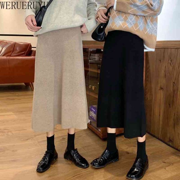 werueruyu thick knit skirt women's autumn and winter wild mid-length pleated high waist skirt wool skirt 210608, Black
werueruyu thick knit skirt women's autumn and winter wild mid-length pleated high waist skirt wool skirt 210608, Black