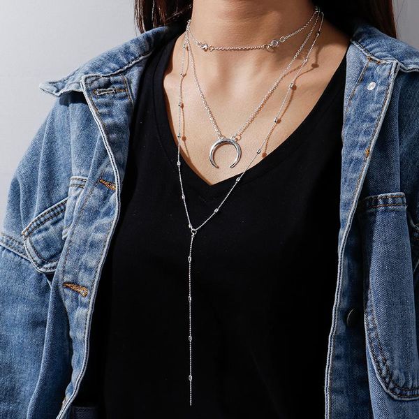 chains bohemian multi-layers long tassel moon pendant necklace for women gold silver color oval beads necklaces girls beach gift
chains bohemian multi-layers long tassel moon pendant necklace for women gold silver color oval beads necklaces girls beach gift