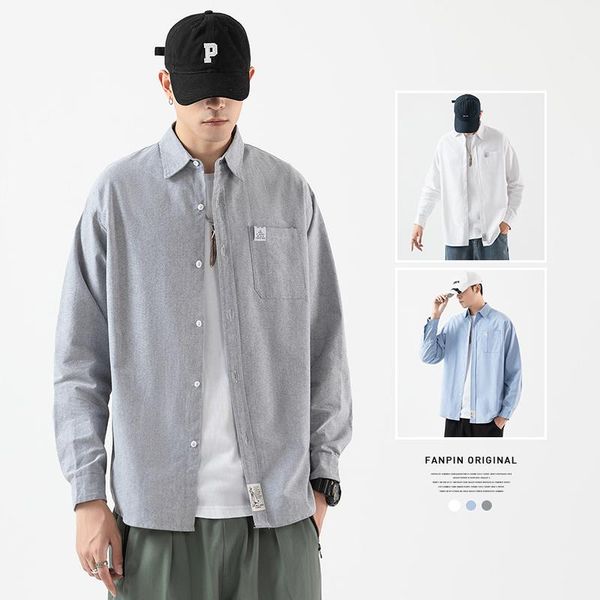 simple style shirt 2021 autumn men's japanese large size shadowless wall embroidered casual long-sleeved street cool shirts, White;black
simple style shirt 2021 autumn men's japanese large size shadowless wall embroidered casual long-sleeved street cool shirts, White;black