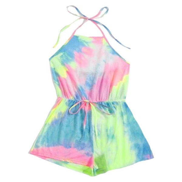 women halter sleeveless short jumpsuit neon tie-dye drawstring cami rompers est women's jumpsuits &, Black;white
women halter sleeveless short jumpsuit neon tie-dye drawstring cami rompers est women's jumpsuits &, Black;white