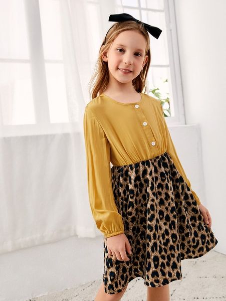 girls leopard half button dress she, Red;yellow
girls leopard half button dress she, Red;yellow