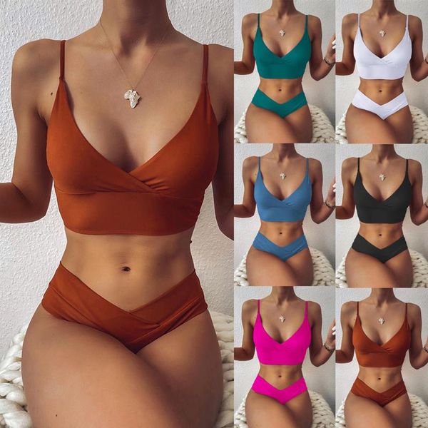 women's swimwear 2021 cross bikini set women solid v-neck girl beach bathing suit high-waisted two piece swimsuit durablebiquinis, White;black
women's swimwear 2021 cross bikini set women solid v-neck girl beach bathing suit high-waisted two piece swimsuit durablebiquinis, White;black