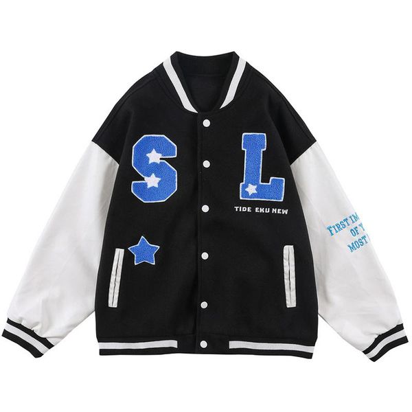 men's jackets men varsity baseball womens oversized letter embroidery streetwear vintage pu leather patchwork bomber jacket, Black;brown
men's jackets men varsity baseball womens oversized letter embroidery streetwear vintage pu leather patchwork bomber jacket, Black;brown