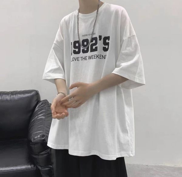 21ss short-sleeved t-shirt men's summer tide trend pure cotton summer loose clothes hong kong style all-match jacket half-sleeved tide, White;black
21ss short-sleeved t-shirt men's summer tide trend pure cotton summer loose clothes hong kong style all-match jacket half-sleeved tide, White;black
