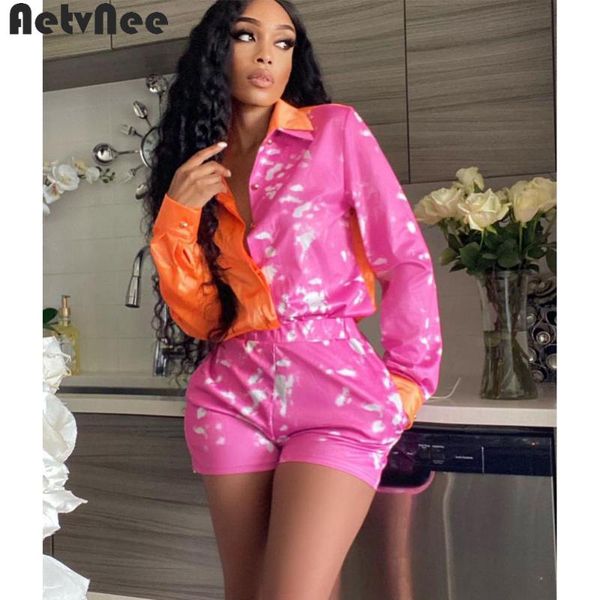 women's tracksuits autumn tie dye print shorts sets women two 2 piece set straight shirts + pockets suits stylish office lady casual ou, Gray
women's tracksuits autumn tie dye print shorts sets women two 2 piece set straight shirts + pockets suits stylish office lady casual ou, Gray