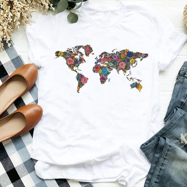 90s floral world travel women t shirt dream fashion cute print casual tee womens female clothes graphic, White
90s floral world travel women t shirt dream fashion cute print casual tee womens female clothes graphic, White