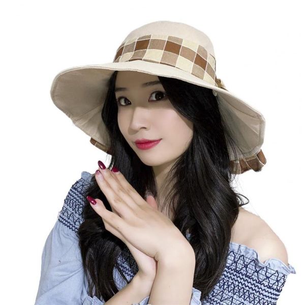 wide brim hats uv protection double side plaid bow superlarge foldable bucket hat sun cap for outdoor, Blue;gray
wide brim hats uv protection double side plaid bow superlarge foldable bucket hat sun cap for outdoor, Blue;gray