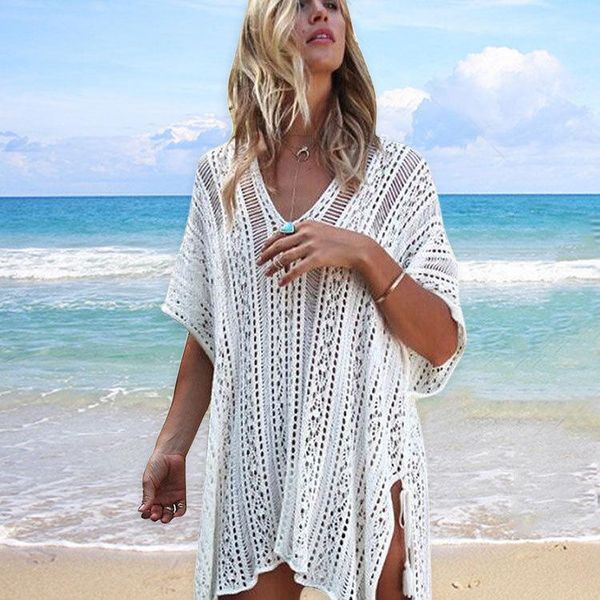 women's swimwear ayualin white hollow out tassels bikini cover up vintage elastic crochet party beach wear boho dress for women mini ve, White;black
women's swimwear ayualin white hollow out tassels bikini cover up vintage elastic crochet party beach wear boho dress for women mini ve, White;black