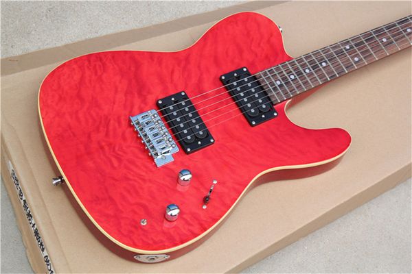 pure glossy red color with flame maple veneer set neck guitar with fixed bridge
pure glossy red color with flame maple veneer set neck guitar with fixed bridge