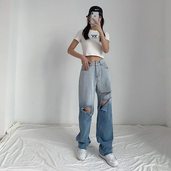 women's jeans y2k fashion holes high waist femme vintage streetwear loose gradient women denim wide leg pants casual trousers joggers, Blue
women's jeans y2k fashion holes high waist femme vintage streetwear loose gradient women denim wide leg pants casual trousers joggers, Blue