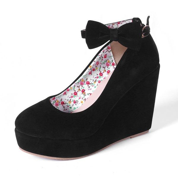 dress shoes plus size wedges female pumps women's flock buckle bowtie ankle strap woman wedding drop women high heels, Black
dress shoes plus size wedges female pumps women's flock buckle bowtie ankle strap woman wedding drop women high heels, Black