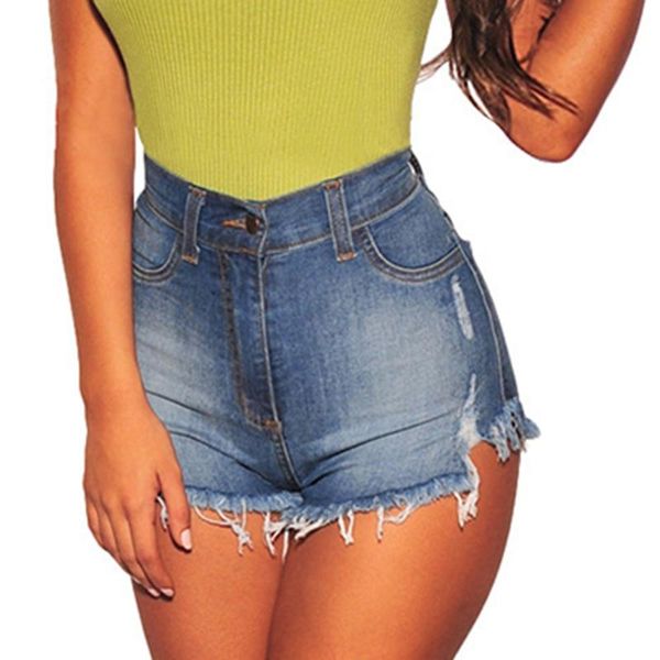 women's jeans short denim shorts ladies slim-fit washed tattered summer ripped, Blue 
women's jeans short denim shorts ladies slim-fit washed tattered summer ripped, Blue