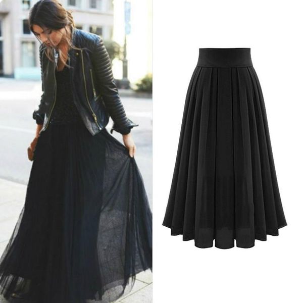 skirts female beach holiday long summer fall women chic elastic bottoms solid high waist chiffon flare pleated skirt, Black
skirts female beach holiday long summer fall women chic elastic bottoms solid high waist chiffon flare pleated skirt, Black