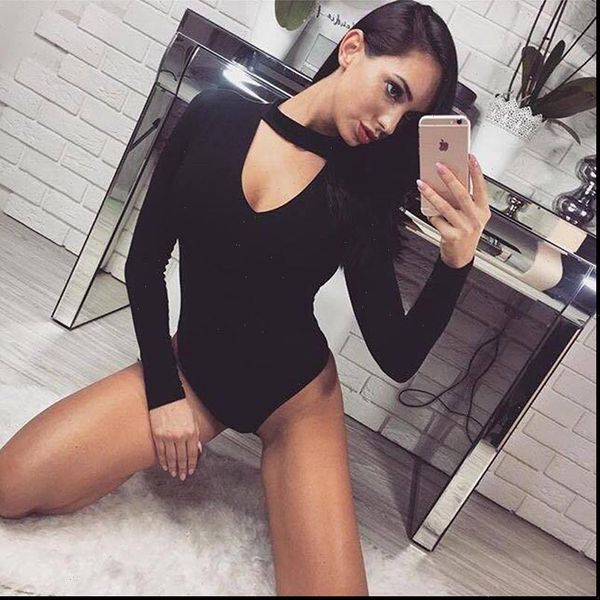 long sleeve bodysuit choker women jumpsuits deep v neck body suit one piece fitness overalls mujer, Black;white
long sleeve bodysuit choker women jumpsuits deep v neck body suit one piece fitness overalls mujer, Black;white