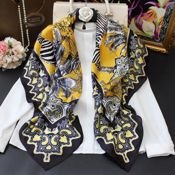 scarves women designer 100% silk square scarf shawl wrap 110cm zebra printed black yellow luxurious headscarf, Blue;gray
scarves women designer 100% silk square scarf shawl wrap 110cm zebra printed black yellow luxurious headscarf, Blue;gray