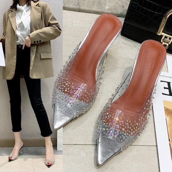 slippers summer female slides spike high heels women shoes woman mules pointed toe clear transparent crystal ladies, Black
slippers summer female slides spike high heels women shoes woman mules pointed toe clear transparent crystal ladies, Black