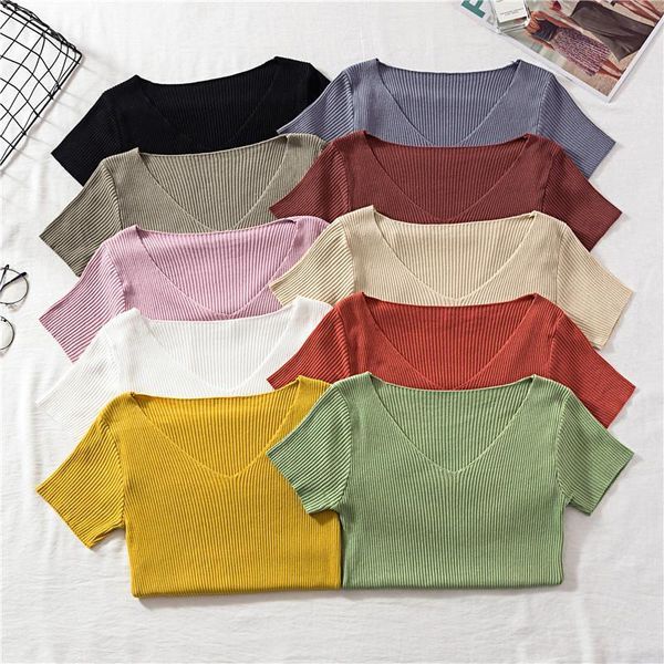 spring summer pullover v neck women sweater short sleeve solid knitting, White;black
spring summer pullover v neck women sweater short sleeve solid knitting, White;black