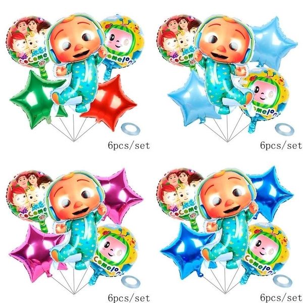 6pcs/bag cartoon accessories cocomelon ji aluminum film balloons six-piece-sets double sided kids birthday party decorative balloon
6pcs/bag cartoon accessories cocomelon ji aluminum film balloons six-piece-sets double sided kids birthday party decorative balloon