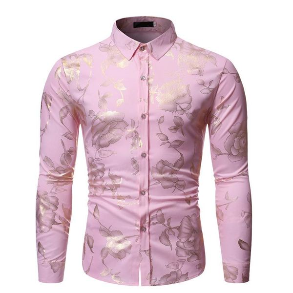 men's casual shirts mens nightclub pink floral print dress shirt men 2021 long sleeve camisa social party chemise homme, White;black
men's casual shirts mens nightclub pink floral print dress shirt men 2021 long sleeve camisa social party chemise homme, White;black
