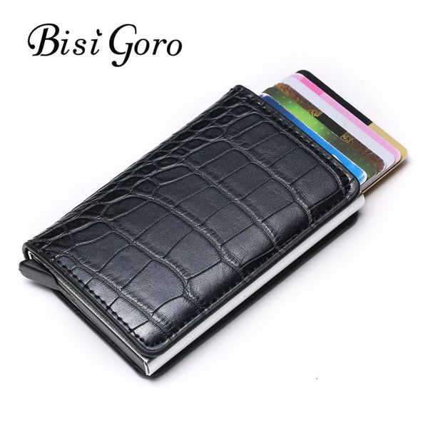 wallets bisi goro 2021 blocking wallet business card holder for plastic cards purse case automatic drop, Red;black 
wallets bisi goro 2021 blocking wallet business card holder for plastic cards purse case automatic drop, Red;black