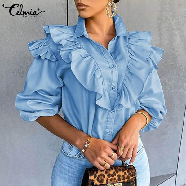 celmia women's blouses ruffled long sleeve elegant office ol shirts 2021 spring buttons casual tunic solid blusas femininas &, White
celmia women's blouses ruffled long sleeve elegant office ol shirts 2021 spring buttons casual tunic solid blusas femininas &, White