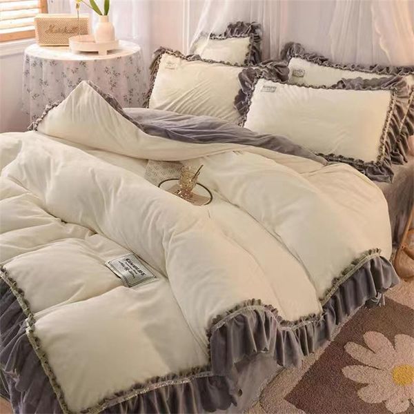 bedding sets bed skirt luxuri set super warm cover sheet soild color linens