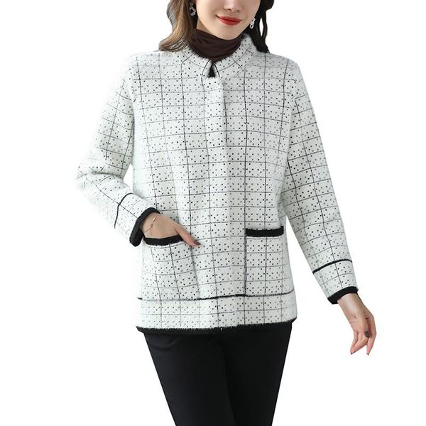 women's knits & tees spring autumn models mink fleece sweater outerwear female gold short knit lady plaid cardigan jacket women, White
women's knits & tees spring autumn models mink fleece sweater outerwear female gold short knit lady plaid cardigan jacket women, White