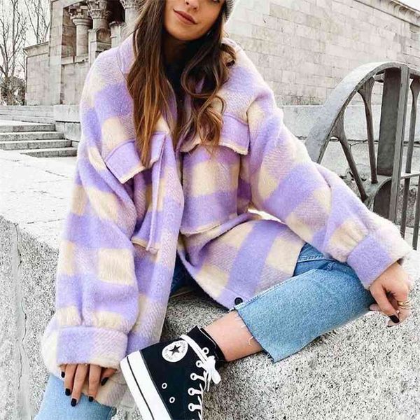fashion women purple plaid woolen shirts elegant ladies oversize long shirt vintage female stylish thick blouses girls chic 210730, White
fashion women purple plaid woolen shirts elegant ladies oversize long shirt vintage female stylish thick blouses girls chic 210730, White