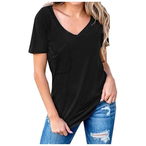 women's t-shirt woman tshirts casual v-neck short-sleeved pocket loose camisetas mujer manga corta t shirt women koszula damska, White
women's t-shirt woman tshirts casual v-neck short-sleeved pocket loose camisetas mujer manga corta t shirt women koszula damska, White