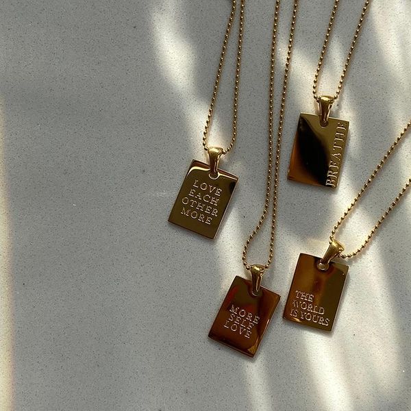 pendant necklaces 2021 square necklace beads chain stainless steel gold stylish hiphop personal engraved letter message, Silver
pendant necklaces 2021 square necklace beads chain stainless steel gold stylish hiphop personal engraved letter message, Silver