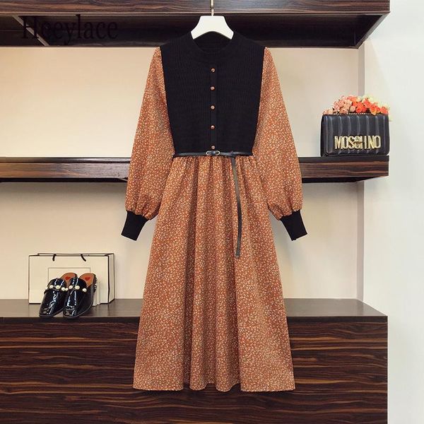 casual dresses plus size dress women's 2021 autumn fake two knitted floral loose belly covering splicing vestidos french vintage, Black;gray
casual dresses plus size dress women's 2021 autumn fake two knitted floral loose belly covering splicing vestidos french vintage, Black;gray