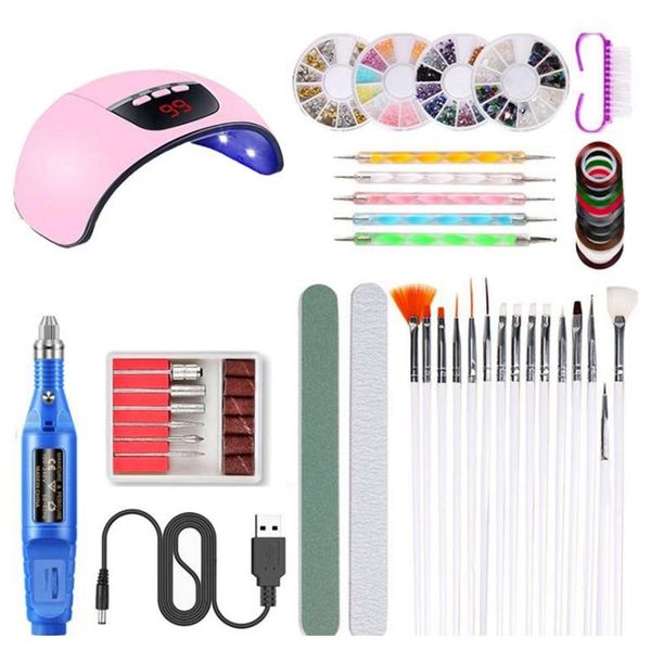 nail art equipment portable usb machine set polishing pen file 54w uv led light 3d drill dryer tool, Silver
nail art equipment portable usb machine set polishing pen file 54w uv led light 3d drill dryer tool, Silver