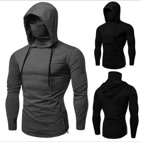 2021 fitns suit men's peripheral hooded long sve t-shirt large men's sweater, White;black
2021 fitns suit men's peripheral hooded long sve t-shirt large men's sweater, White;black