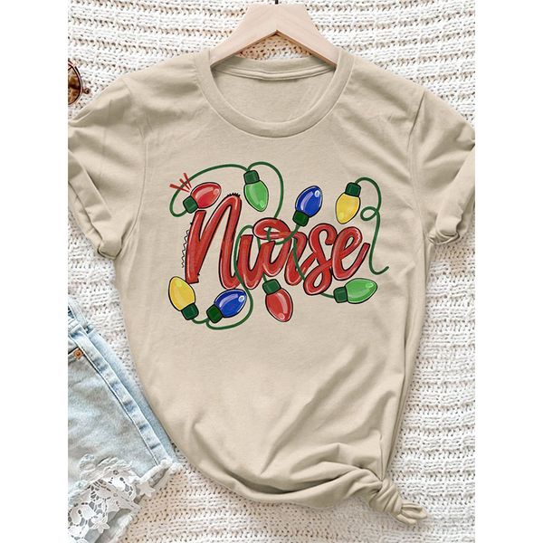 summer ladies' t-shirts christmas pendant lights printing round neck street casual home short-sleeved loose and comfortable, White
summer ladies' t-shirts christmas pendant lights printing round neck street casual home short-sleeved loose and comfortable, White