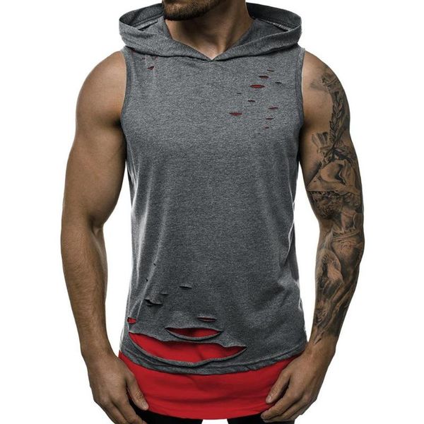 men' tank men summer stylish double layer ripped sleeveless vest sports hoodie blouse clothing, White;black
men' tank men summer stylish double layer ripped sleeveless vest sports hoodie blouse clothing, White;black