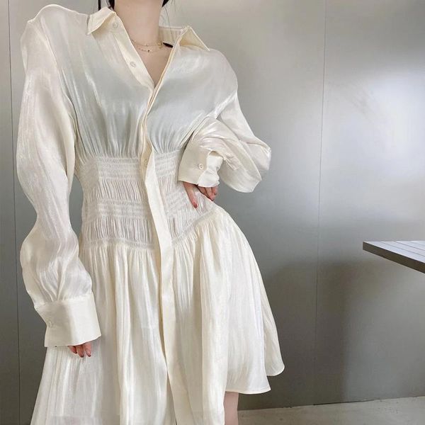 casual dresses 2021 summer women's pleated mini hidden buttons long sleeve turn-down collar shirt dress ladies elastic waist robe, Black;gray
casual dresses 2021 summer women's pleated mini hidden buttons long sleeve turn-down collar shirt dress ladies elastic waist robe, Black;gray