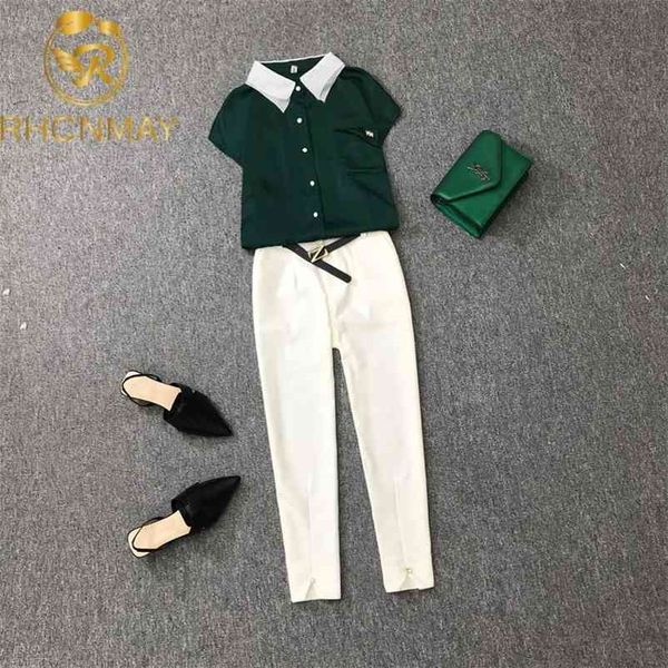 korean fashion suit female chiffon shirt + calf length pants summer two piece set ol women sets casual elegant outfit 210520, White
korean fashion suit female chiffon shirt + calf length pants summer two piece set ol women sets casual elegant outfit 210520, White