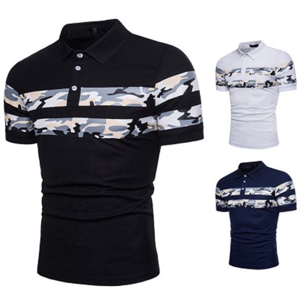 men's polos shirt eur size mens camouflage stitching short sleeve t-shirt turn-down collar summer basic clothing b9jt, White;black
men's polos shirt eur size mens camouflage stitching short sleeve t-shirt turn-down collar summer basic clothing b9jt, White;black