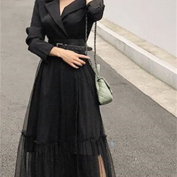 casual dresses korean version of the temperament fashion suit collar mesh dress 1o5h, Black;gray
casual dresses korean version of the temperament fashion suit collar mesh dress 1o5h, Black;gray