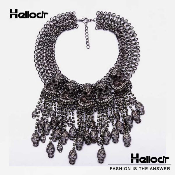 pendant necklaces hellodr halloween punk exaggerated skull for women metal fringe chain vintage choker gothic hip hop jewelry wholesale, Silver
pendant necklaces hellodr halloween punk exaggerated skull for women metal fringe chain vintage choker gothic hip hop jewelry wholesale, Silver