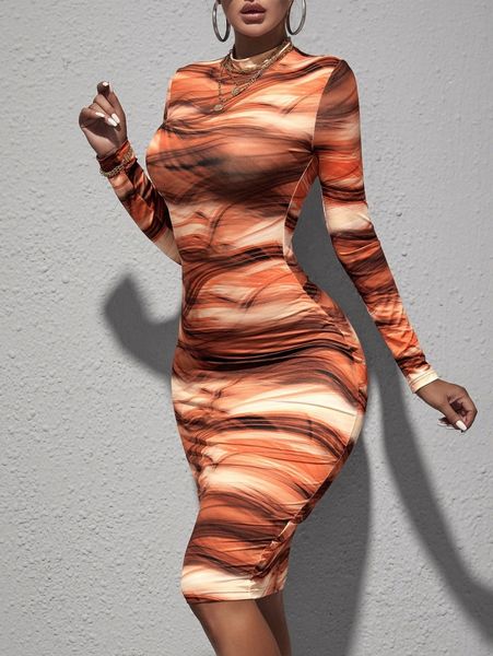 sxy tie dye bodycon dress e4fp#, Black;gray
