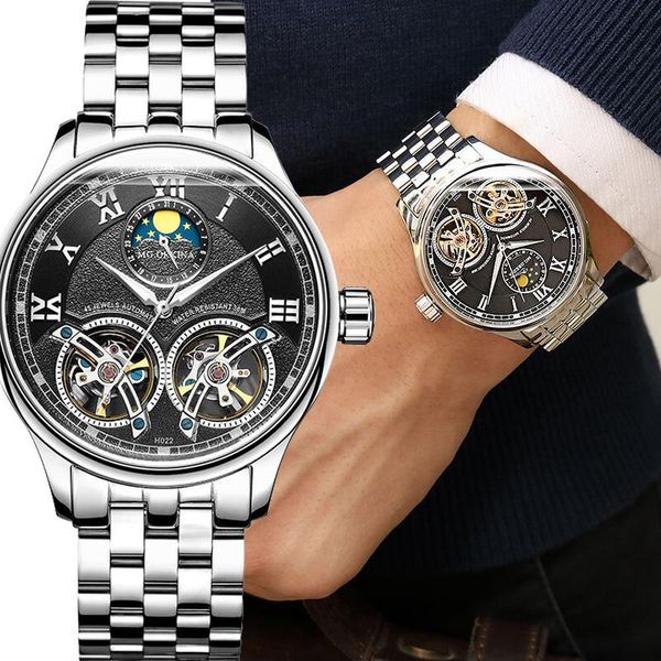 wristwatches mg. orkina men's black mechanical watches double flywheel automatic watch men waterproof transparent tourbillion moon, Slivery;brown
wristwatches mg. orkina men's black mechanical watches double flywheel automatic watch men waterproof transparent tourbillion moon, Slivery;brown