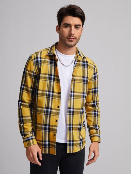 men drop shoulder tartan print shirt 28qe#, White;black
men drop shoulder tartan print shirt 28qe#, White;black